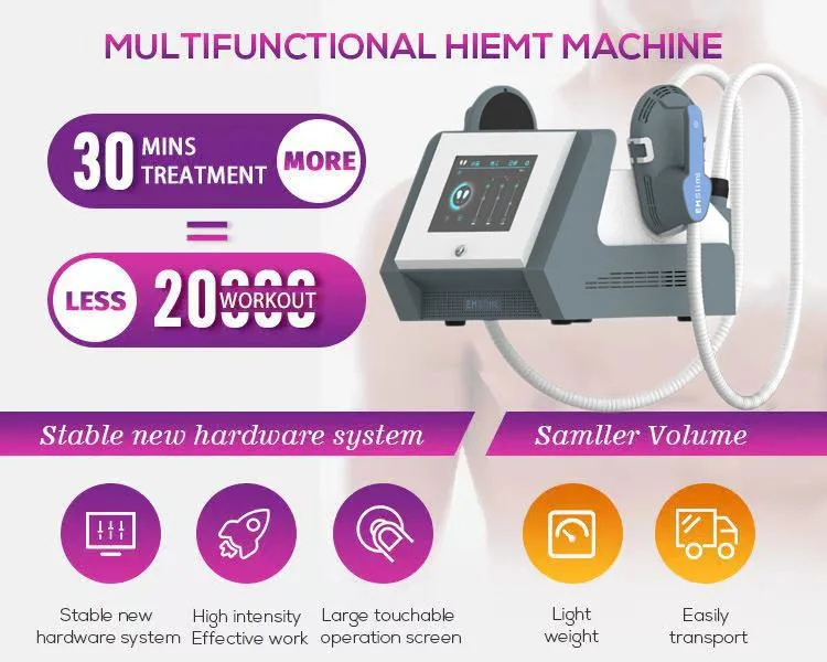 Portable 2 Handles High Intensity Focused Electromagnetic Hiemt Emslim Neo RF EMS Body Muscle Sculpting Machine