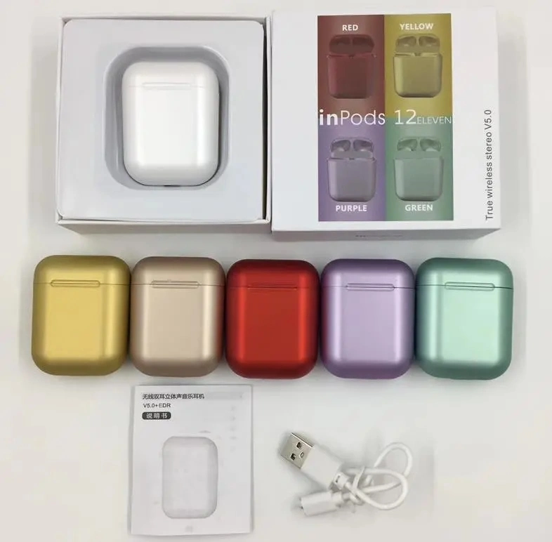 Wireless Bluetooth Inpods 12 PRO I12 Metallic Color Finished Tws Earphones for Mobile Phones