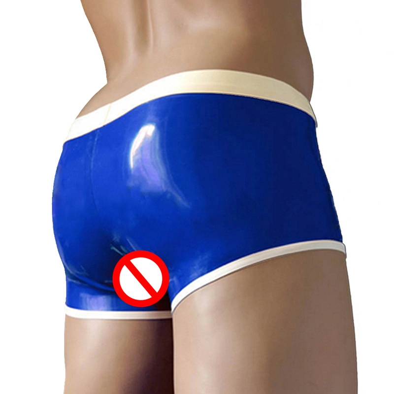 Contrast Natual Latex Panties Apparel Sexy Briefs Colorful Sex Underwear Toy for Men