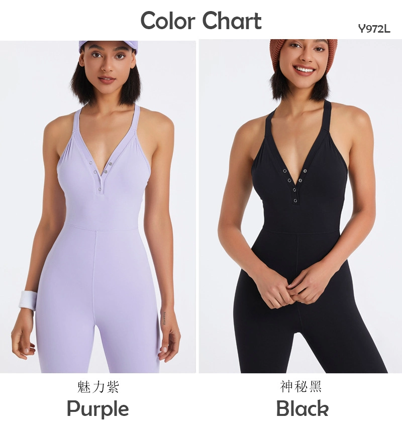 Wholesale New Fashion Soft Quick Dry Deep V Neck Design One Piece Yoga Clothes Yoga Bodysuit