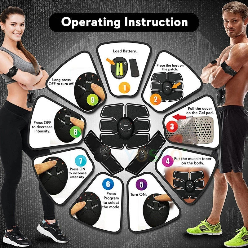 Abdominal Trainer Electrical Fitness EMS Wireless Battery Massager