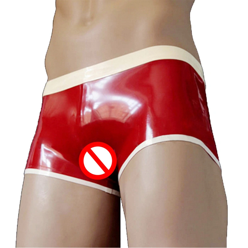 Contrast Natual Latex Panties Apparel Sexy Briefs Colorful Sex Underwear Toy for Men