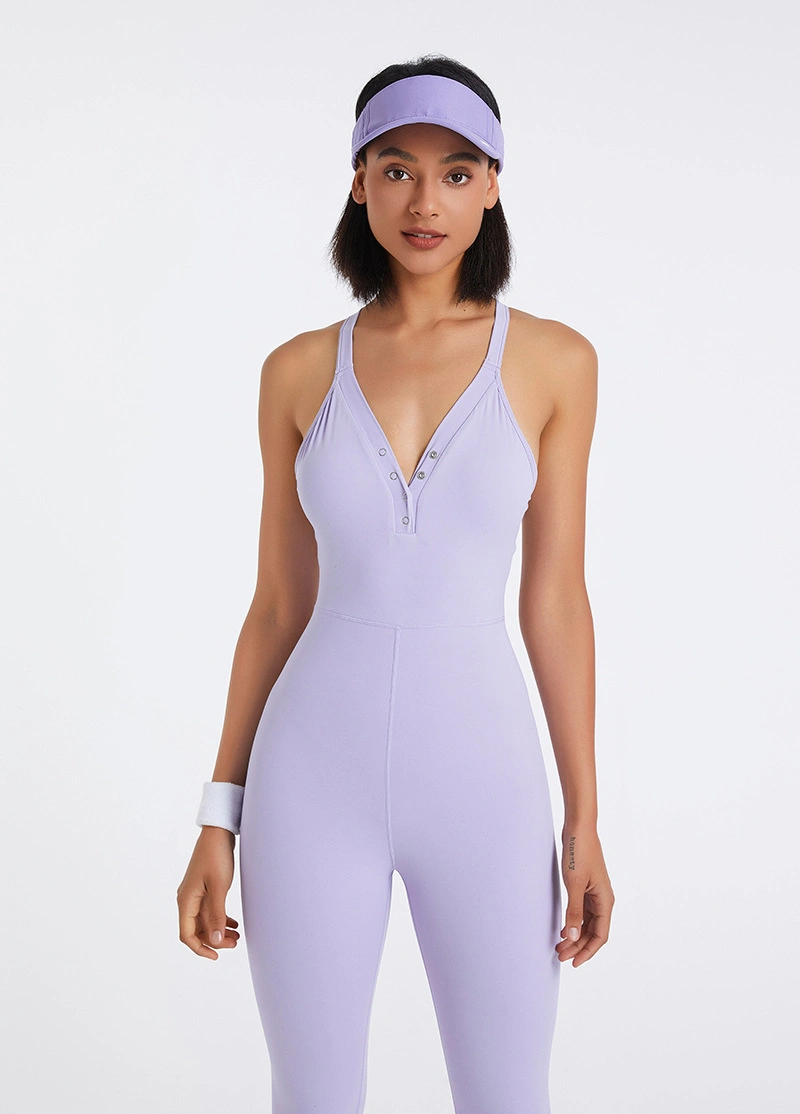 Wholesale New Fashion Soft Quick Dry Deep V Neck Design One Piece Yoga Clothes Yoga Bodysuit
